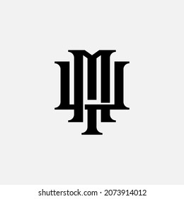 Monogram logo, Initial letters M, Y, MY or YM, black color on white background