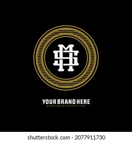 Logograma, letras iniciales M, S, MS o SM, color blanco y dorado sobre fondo negro