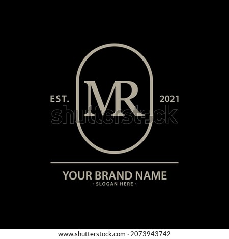Monogram logo, Initial letters M, R, MR or RM, cream color on black background Stock fotó © 
