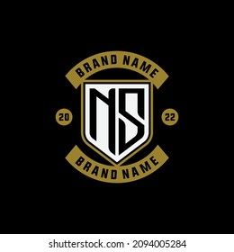 Logograma, letras iniciales N, S, NS o SN, color negro, blanco y dorado sobre fondo negro