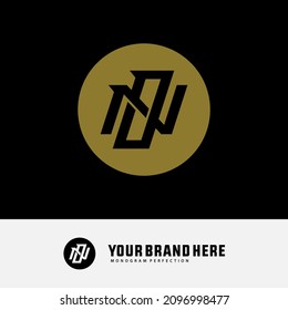 Monogram logo, Initial letters N, O, NO or ON, Modern, Sporty, white and gold color on black background