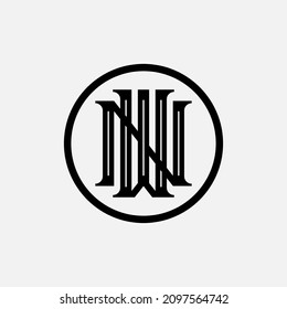 Monogram logo, Initial letters N, W, NW or WN, Modern, Sporty, black color on white background