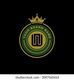Monogram logo, Initial letters N, W, NW or WN, Modern, Sporty, black, gold and green color on black background