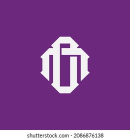 Monogram logo, Initial letters O, N, ON or NO, white color on purple background