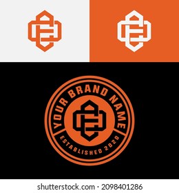Monogram logo, Initial letters O, E, OE or EO, Modern, Sporty, orange, black and white color