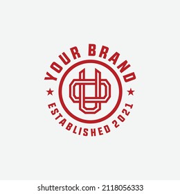 Monogram Logo, Initial letters O, U, OU or UO, Interlock, Modern, Sporty, Red Color on White Background