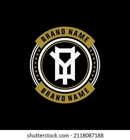 Monogram Logo, Initial letters O, Y, OY or YO, Interlock, Modern, Sporty, White and Gold Color on Black Background