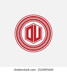 Monogram Logo, Initial letters O, U, OU or UO, Modern, Sporty, Red Color on White Background