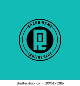 Monogram logo, Initial letters P, L, PL or LP, modern, sporty, black color on blue tosca background
