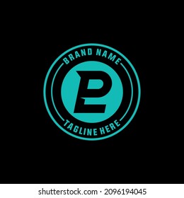 Monogram logo, Initial letters P, L, PL or LP, modern, sporty, blue tosca color on black background