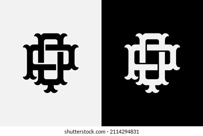 Monogram Logo, Initial letters P, Q, PQ or QP, Interlock, Vintage, Classic, Black and White Color