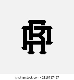 Monogram Logo, Initial letters P, R, PR or RP, Interlock, Modern, Sporty, Black Color on White Background