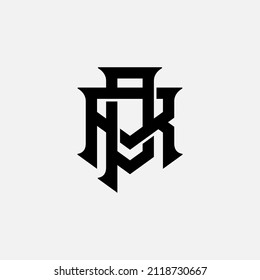 Monogram Logo, Initial letters P, R, PR or RP, Interlock, Modern, Sporty, Black Color on White Background