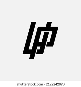 Logotipo de monograma, letras iniciales P, U, PU o UP, Interlock, Moderno, Deportivo, Color negro sobre fondo blanco