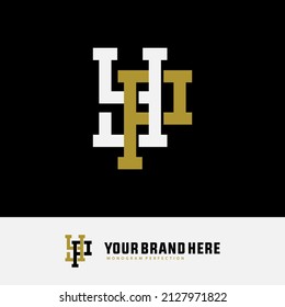 Monogram Logo, Initial letters P, Y, PY or YP, Interlock, Modern, Sporty, White and Gold Color on Black Background