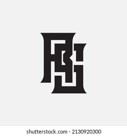 Monogram Logo, Initial letters R, S, RS or SR, Interlock, Modern, Sporty, Black Color on White Background