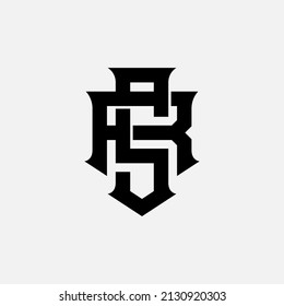 Monogram Logo, Initial letters R, S, RS or SR, Interlock, Modern, Sporty, Black Color on White Background