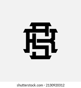Monogram Logo, Initial letters R, S, RS or SR, Interlock, Modern, Sporty, Black Color on White Background