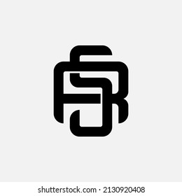 Monogram Logo, Initial letters R, S, RS or SR, Interlock, Modern, Sporty, Black Color on White Background