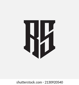 Monogram Logo, Initial letters R, S, RS or SR, Modern, Sporty, Black Color on White Background