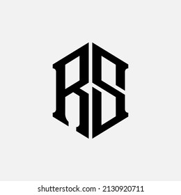 Monogram Logo, Initial letters R, S, RS or SR, Modern, Sporty, Black Color on White Background