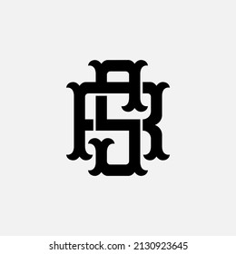Monogram Logo, Initial letters R, S, RS or SR, Interlock, Vintage, Classic, Black Color on White Background