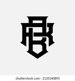 Monogram Logo, Initial letters R, B, RB or BR, Interlock, Modern, Sporty, Black Color on White Background
