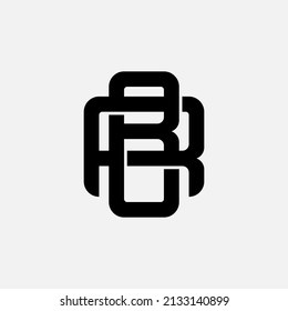Monogram Logo, Initial letters R, B, RB or BR, Interlock, Modern, Sporty, Black Color on White Background