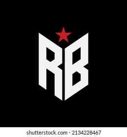 Monogram Logo, Initial letters R, B, RB or BR, Modern, Sporty, White and Red Color on Black Background