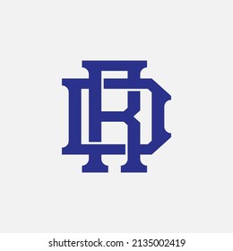 Monogram Logo, Initial letters R, D, RD or DR, Interlock, Modern, Sporty, Blue Color on White Background