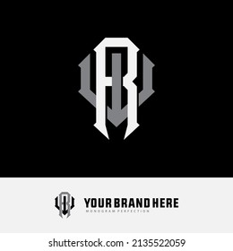 Monogram Logo, Initial letters R, W, RW or WR, Interlock, Modern, Sporty, White and Gray Color on Black Background