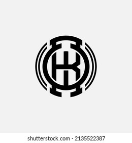 Monogram Logo, Initial letters R, W, RW or WR, Interlock, Modern, Sporty, Black Color on White Background