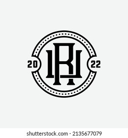 Monogram Logo, Initial letters R, U, RU or UR, Interlock, Modern, Sporty, Black Color on White Background