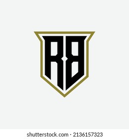 Monogram Logo, Initial letters R, B, RB or BR, Modern, Sporty, Black and Gold Color on White Background