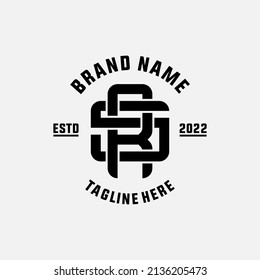 Monogram Logo, Initial letters R, S, RS or SR, Interlock, Modern, Sporty, Black Color on White Background