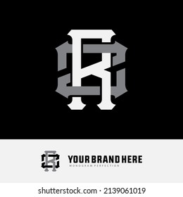 Monogram Logo, Initial letters R, Z, RZ or ZR, Interlock, Modern, Sporty, White and Gray Color on Black Background