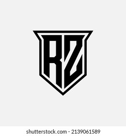 Monogram Logo, Initial letters R, Z, RZ or ZR, Modern, Sporty, Black Color on White Background