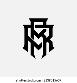 Monogram Logo, Initial letters R or RR, Interlock, Modern, Sporty, Black Color on White Background