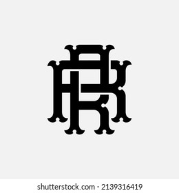 Monogramm-Logo, Anfangsbuchstaben R oder RR, Interlock, Vintage, klassisch, schwarz auf weißem Hintergrund