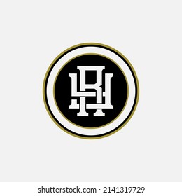 Monogram Logo, Initial letters R, Y, RY or YR, Interlock, Modern, Sporty, Black and Gold Color on White Background