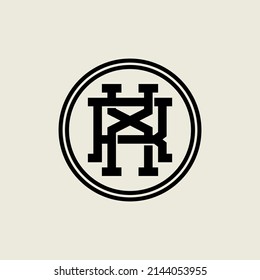 Monogram Logo, Initial letters R, X, RX or XR, Interlock, Modern, Sporty, Black Color on Cream Background
