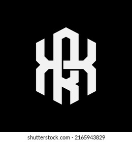 Monogram Logo, Initial letters R, X, RX or XR, Interlock, Modern, Sporty, White Color on Black Background