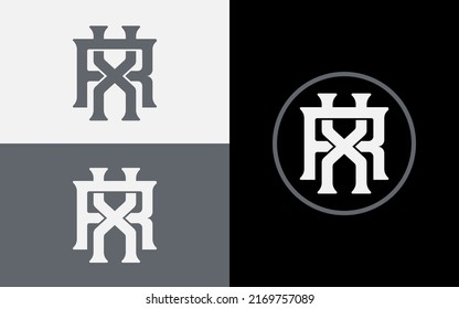 Monogram Logo, Initial letters R, X, RX or XR, Interlock, Modern, Sporty, White, Black and Grey Color