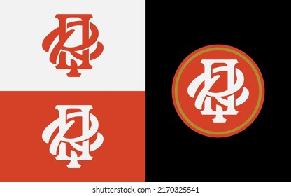 Monogram Logo, Initial letters R, Q, RQ or QR, Interlock, Vintage, Classic, Black, White, Gold and Orange Color