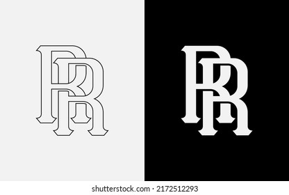 Monogram Logo, Initial letters R or RR, Interlock, Modern, Sporty, White and Black Color