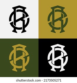 Monogram Logo, Initial letters R, Z, RZ or ZR, Interlock, Modern, Sporty, Black, White, Green and Gold Color