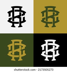 Monogram Logo, Initial letters R, Z, RZ or ZR, Interlock, Modern, Sporty, Black, White, Green and Gold Color