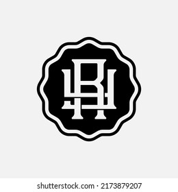 Monogram Logo, Initial letters R, Y, RY or YR, Interlock, Modern, Sporty, Black and White Color on White Background