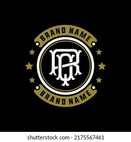 Monogram Logo, Initial letters R, Q, RQ or QR, Interlock, Modern, Sporty, White and Gold Color on Black Background