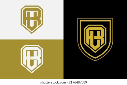 Monogram Logo, Initial letters R, V, RV or VR, Interlock, Modern, Sporty, White, Black, White and Gold Color